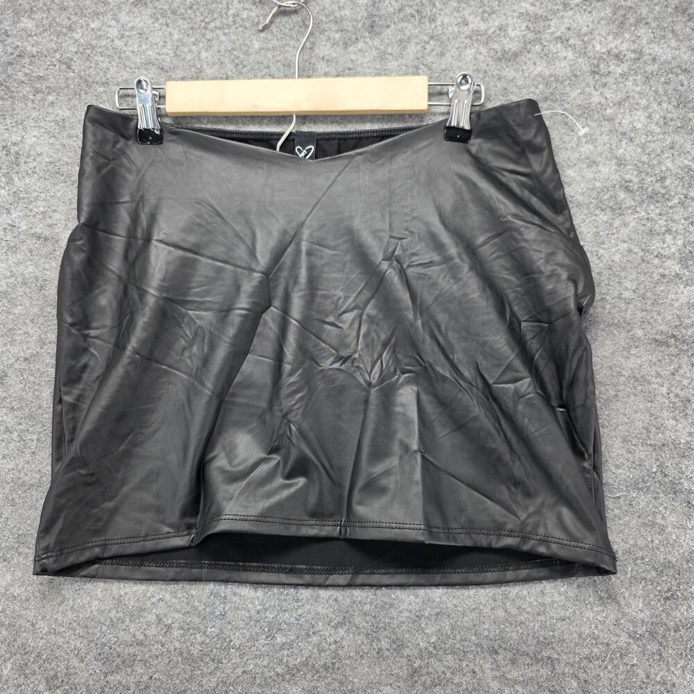 Windsor Skirt Womens L Black Faux Leather Straight Pencil Lined Elastic